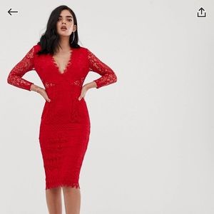 Long sleeve lace midi dress